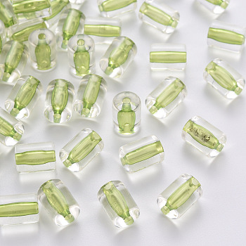 Transparent Acrylic Beads, Column, Yellow Green, 10x7.5mm, Hole: 1.8mm, about 950pcs/500g