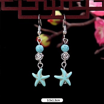 Turquoise Dangle Earrings for Women, Starfish