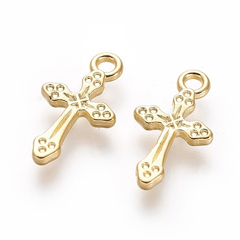 Alloy Pendants, Lead Free and Cadmium Free, Cross, Golden, about 19mm long, 10.5mm wide, 2mm thick, hole: 2mm