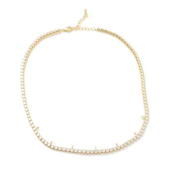 Brass Micro Pave Cubic Zirconia Necklace Making,  Long-Lasting Plated, with Loop, Real 18K Gold Plated, 40cm