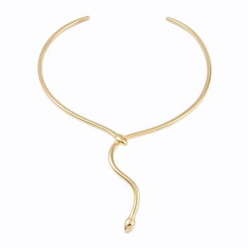 304 Stainless Steel Necklaces, Snake Tie Necklace, Real 18K Gold Plated, Inner Diameter: 4.37 inch(11.1cm)