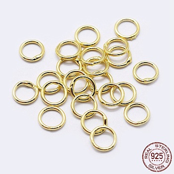 925 Sterling Silver Round Rings, Soldered Jump Rings, Closed Jump Rings, Golden, 21 Gauge, 5x0.7mm, Inner Diameter: 3.5mm