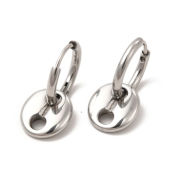 304 Stainless Steel Coffee Bean Dangle Hoop Earrings for Women, Stainless Steel Color, 22mm, Pin: 0.9mm