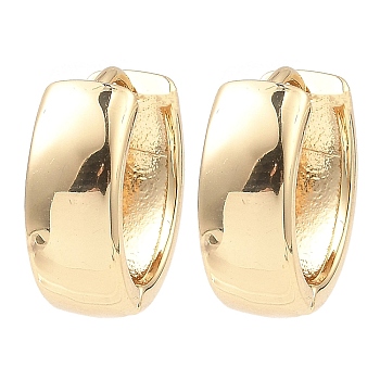 Brass Thick Hoop Earrings, Light Gold, 15x16x6mm