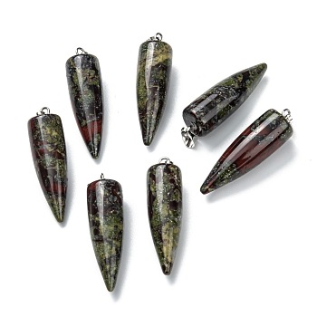 Natural Dragon Blood Pendants, with Platinum Brass Findings, Bullet, 32~35x10~11mm, Hole: 7X3mm