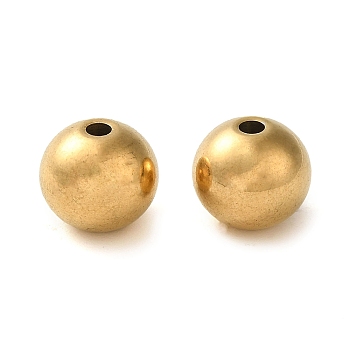 201 Stainless Steel Beads, Round, Golden, 10mm, Hole: 2mm