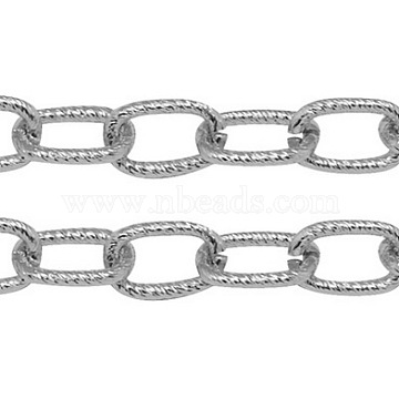 Aluminum Cable Chains, Textured, Unwelded, Oval, Oxidated in Silver, Size: about Chain: 12mm long, 8mm wide, 1.5mm thick(X-CHA-K16302-7)