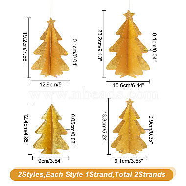 2 piezas 2 banderas de papel para árboles de Navidad de estilo arricraft(AJEW-AR0001-73A)-2