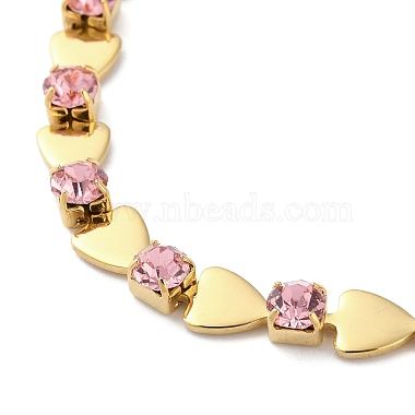 304 Stainless Steel Light Rose Rhinestone Link Chain Bracelets for Women(BJEW-G712-13A-01)-2