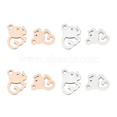 Rose Gold & Stainless Steel Color Elephant 304 Stainless Steel Charms
