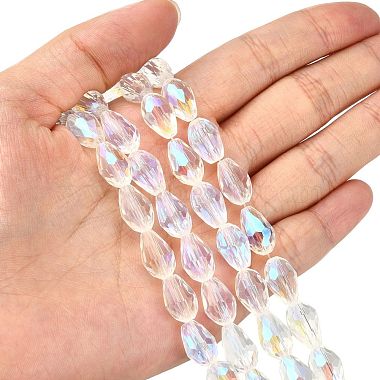 Chapelets de perles en verre galvanoplastique(EGLA-E010-8x12mm-AB01)-5