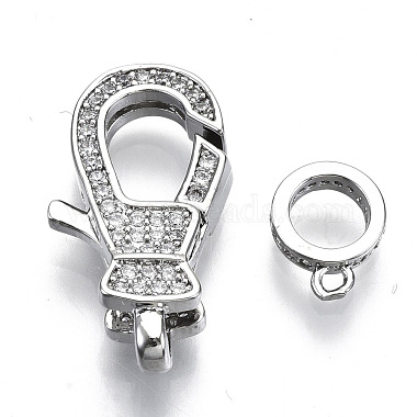 Brass Micro Pave Clear Cubic Zirconia Lobster Claw Clasps(KK-N227-49P-NF)-3