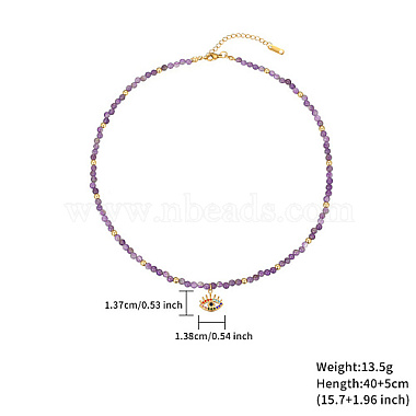 Stainless Steel Enamel Eye Pendant Necklaces(TE3373-3)-3