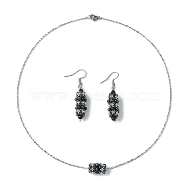 Black Column Glass Earrings & Necklaces