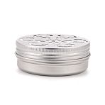 Aluminium Shallow Round Tins, with Hollow Floral Pattern Lids, Empty Tin Storage Containers, Silver, 6.8x2.5cm(AJEW-WH0258-141B)