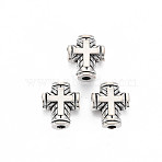 Tibetan Style Alloy Beads, Cross, Cadmium Free & Lead Free, Antique Silver, 10x8.5x3mm, Hole: 1.8mm, about 1170pcs/1000g(TIBEB-N005-049)