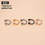 G23 Titanium Circular/Horseshoe Barbell Nose Rings, Black, 8mm, Pin: 1.2mm(WGFD71D-06)