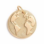 Ion Plating(IP) 304 Stainless Steel Pendants, with Jump Ring, Earth, Golden, 21x2mm, Hole: 5mm(X-STAS-E486-10G)