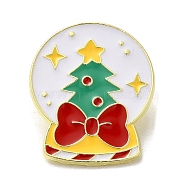 Christmas Theme Enamel Pins, Golden Alloy Brooches for Backpack Clothes, Tree, 30x24.5x1.5mm(JEWB-H021-12D)