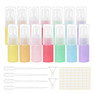 Portable Plastic Travel Lotion Bottles, with 2ml Disposable Plastic Dropper, Mini Transparent Plastic Funnel Hopper and Label Paster, Mixed Color, 7.9x2.3cm, Capacity: 10ml(MRMJ-BC0002-13)