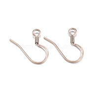 Ion Plating(IP) 304 Stainless Steel French Earring Hooks, Flat Earring Hooks, Ear Wire, with Horizontal Loop, Rose Gold, 14x17x1.8mm, Hole: 2mm, Pin: 0.7mm(X-STAS-G127-12RG)