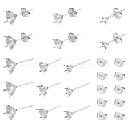 150Pcs 3 Style 316 Surgical Stainless Steel Stud Earring Findings, Prong Earring Setting, Fit for Rhinestone, with 200Pcs 304 Stainless Steel Ear Nuts, Stainless Steel Color, Fit for 3.5~7mm Rhinestone, 6~16x4~8x3.5mm, Pin: 0.6mm, 50Pcs/style(STAS-UN0057-18)