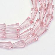 Transparent Glass Bead Strands, Cone, Pearl Pink, 9~12x6mm, Hole: 2mm, about 47~49pcs/strand, 18.70 inch~19.49 inch(47.5~49.5cm)(GLAA-R170-6x12-01H)