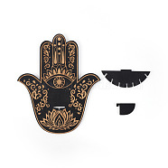 Wooden Hamsa Hand Shelf for Crystals, Witchcraft Floating Wall Shelf, Candle Holder, Black, 300x250mm(WICR-PW0004-002B)