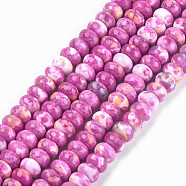 Synthetic Ocean White Jade Beads Strands, Dyed, Rondelle, Camellia, 8x5mm, Hole: 1.5mm, about 78pcs/strand, 15.7 inch(TURQ-T002-01D)
