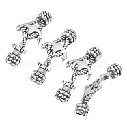 316 Surgical Stainless Steel Rope & Anchor Toggle Clasps, Antique Silver, Clasp: 37x16x8mm, Hole: 5mm, 4sets/box(STAS-UN0002-15AS)