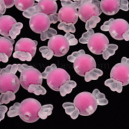 Transparent Acrylic Beads, Frosted, Bead in Bead, Candy, Camellia, 11.5x21.5x11.5mm, Hole: 2.5mm, about 393pcs/500g(TACR-S152-13C-A13)