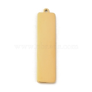 Ion Plating(IP) 304 Stainless Steel Pendants, Laser Cut, Rectangle Charm, Real 18K Gold Plated, 42x10x1.5mm, Hole: 1.4mm(STAS-K270-08A-G)