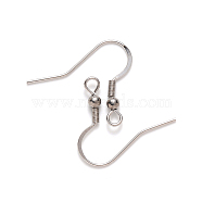304 Stainless Steel French Earring Hooks, Flat Earring Hooks, Ear Wire, with Horizontal Loop, Stainless Steel Color, 18~20x21mm, Hole: 2.5mm, 21 Gauge, Pin: 0.7mm(STAS-S111-007)
