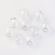 Round Mechanized Blown Glass Globe Ball Bottles, for Stud Earring or Crafts, Clear, 18mm, Half Hole: 3~5mm(X-BLOW-R001-18mm)