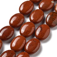 Natural Red Jasper Beads Strands, Flat Oval, 18~18.5x13~13.5x6~6.5mm, Hole: 1.2mm, about 11pcs/strand, 7.76 inch(19.7cm)(G-P528-M18-01)
