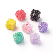 Resin Beads, with Crystal Rhinestone, Imitation Candy Food Style, Cube, Mixed Color, 14.5~15.5x14.5~15.5x14.5~15.5mm, Hole: 1.5~1.8mm(ZIRC-CJ0001-16)