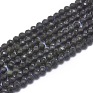 Natural Obsidian Beads Strands, Faceted, Round, 3mm, Hole: 0.5mm, about 142pcs/strand, 15.7 inch(40cm)(G-G792-36B)