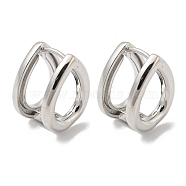 Brass Hoop Earrings for Women, Hollow Teardrop, Platinum, 16x13mm(EJEW-E295-30P)