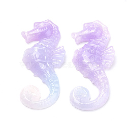 Opaque Resin Cabochons, Sea Horse, Lilac, 41x18x5mm(CRES-S304-37)