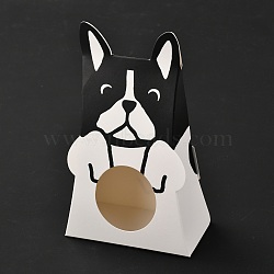 Hollow-out Visual Paper Boxes Nougat Cookies Candy Boxes, Dog Shape, Black, 172x103x54mm(CON-M006-03)
