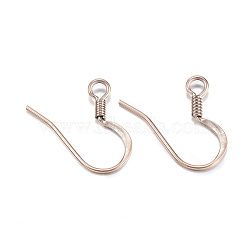 Ion Plating(IP) 304 Stainless Steel French Earring Hooks, Flat Earring Hooks, Ear Wire, with Horizontal Loop, Rose Gold, 14x17x1.8mm, Hole: 2mm, Pin: 0.7mm(X-STAS-G127-12RG)