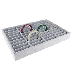 40 Slots Velvet Bracelets Organizer Trays, Rectangle, Gray, 240x350x30mm(PW-WG64371-14)