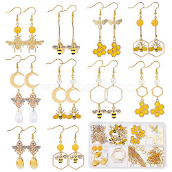 DIY Bee Dangle Earring Making Kit, Including Brass & Alloy Pendants & Link Connectors, Brass Earring Hooks, Glass Pearl Beads & Pendants, Golden, 138Pcs/box(DIY-SC0020-43)