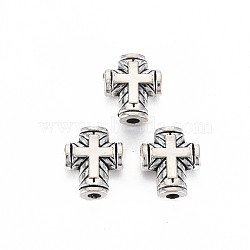 Tibetan Style Alloy Beads, Cross, Cadmium Free & Lead Free, Antique Silver, 10x8.5x3mm, Hole: 1.8mm, about 1170pcs/1000g(TIBEB-N005-049)