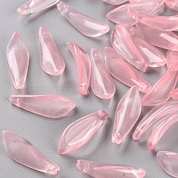 Transparent Spray Painted Glass Pendants, Petaline, Light Coral, 25.5x9x4mm, Hole: 1mm(GLAA-S190-015F-03)