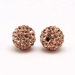 Polymer Clay Rhinestone Beads, Pave Disco Ball Beads, Grade A, Round, PP9, Light Peach, PP9(1.5~1.6mm), 6mm, Hole: 1.2mm(RB-A053-6mm-25)