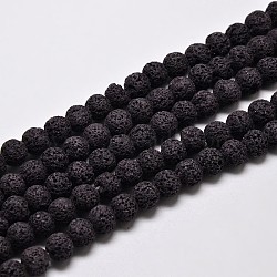 Natural Lava Rock Round Bead Strands, Dyed, Black, 8mm, Hole: 1mm, about 50pcs/strand, 15.7 inch(X-G-I124-8mm-10)