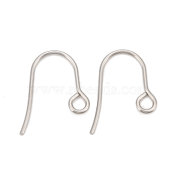 Tarnish Resistant 316 Surgical Stainless Steel Earring Hooks, Ear Wire, with Horizontal Loop, Stainless Steel Color, 15x12x0.7mm, 21 Gauge, Hole: 2mm(STAS-A056-11P)