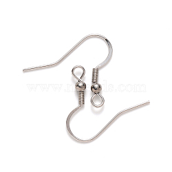 304 Stainless Steel French Earring Hooks, Flat Earring Hooks, Ear Wire, Stainless Steel Color, 19x21mm, Hole: 2.5mm, Pin: 0.7mm(STAS-S111-007)