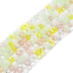 Glass Beads Strands, Faceted, Rondelle, Champagne Yellow, 8x6mm, Hole: 1mm, about 65~68pcs/strand, 15.7~16.1 inch(40~41cm)(EGLA-A034-M8mm-45)